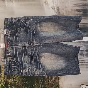 Brooklyn Express Mens 42 Authentic denim faded Vintage Y2K distressed shorts